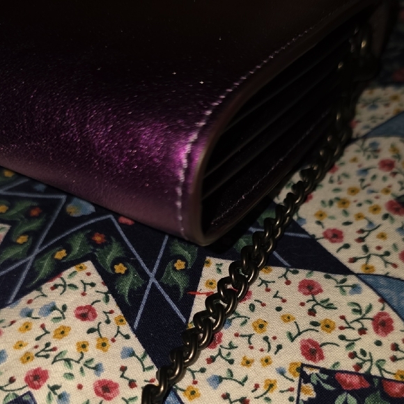 Coach Tabby Metalic Purple Ombre Clutch w/Chain Crossbody Strap NWT - Picture 10 of 11